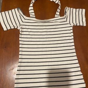 Stripe halter crop top
